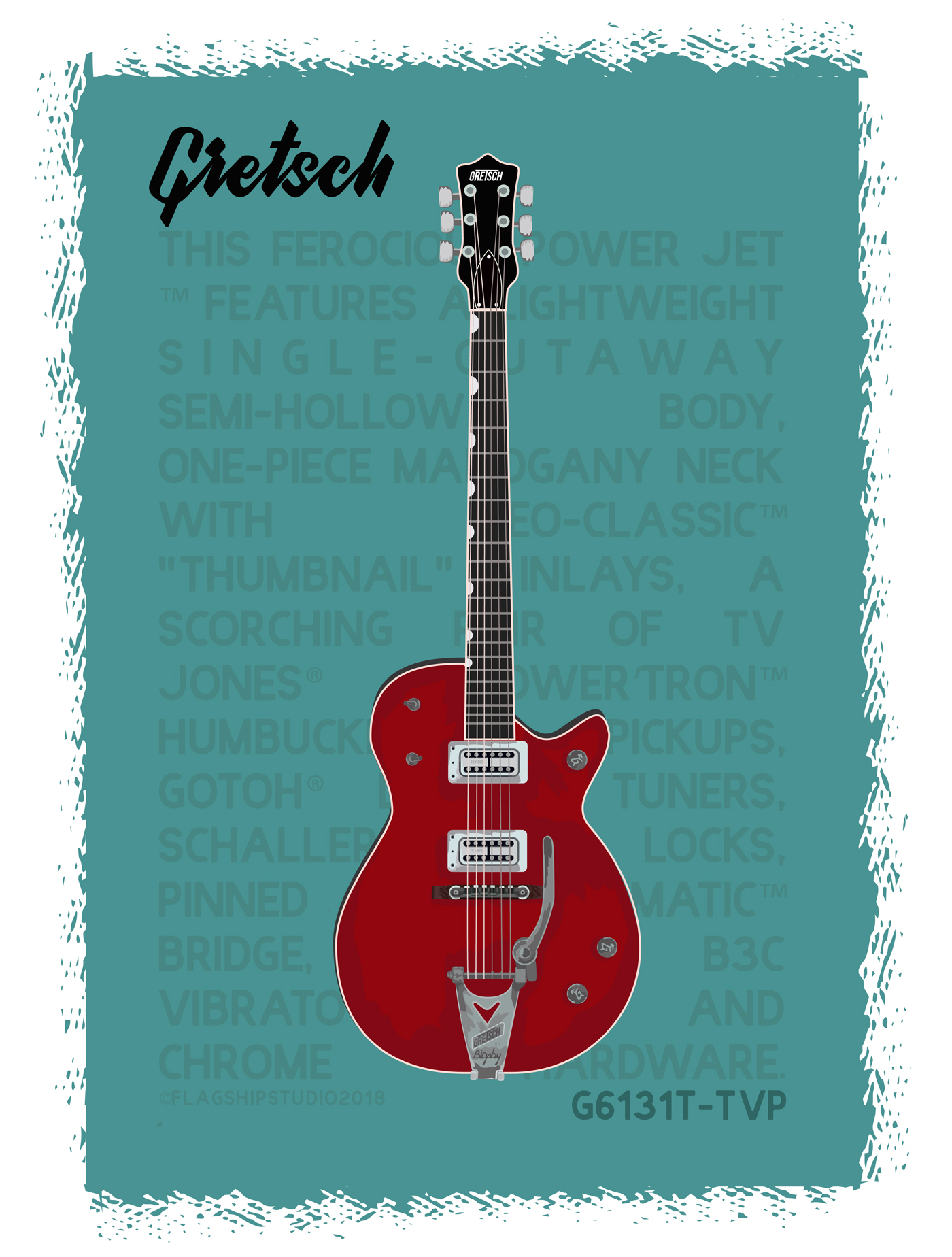 Illustration of a Gretsch 6131 TVP Power Jet Firebird