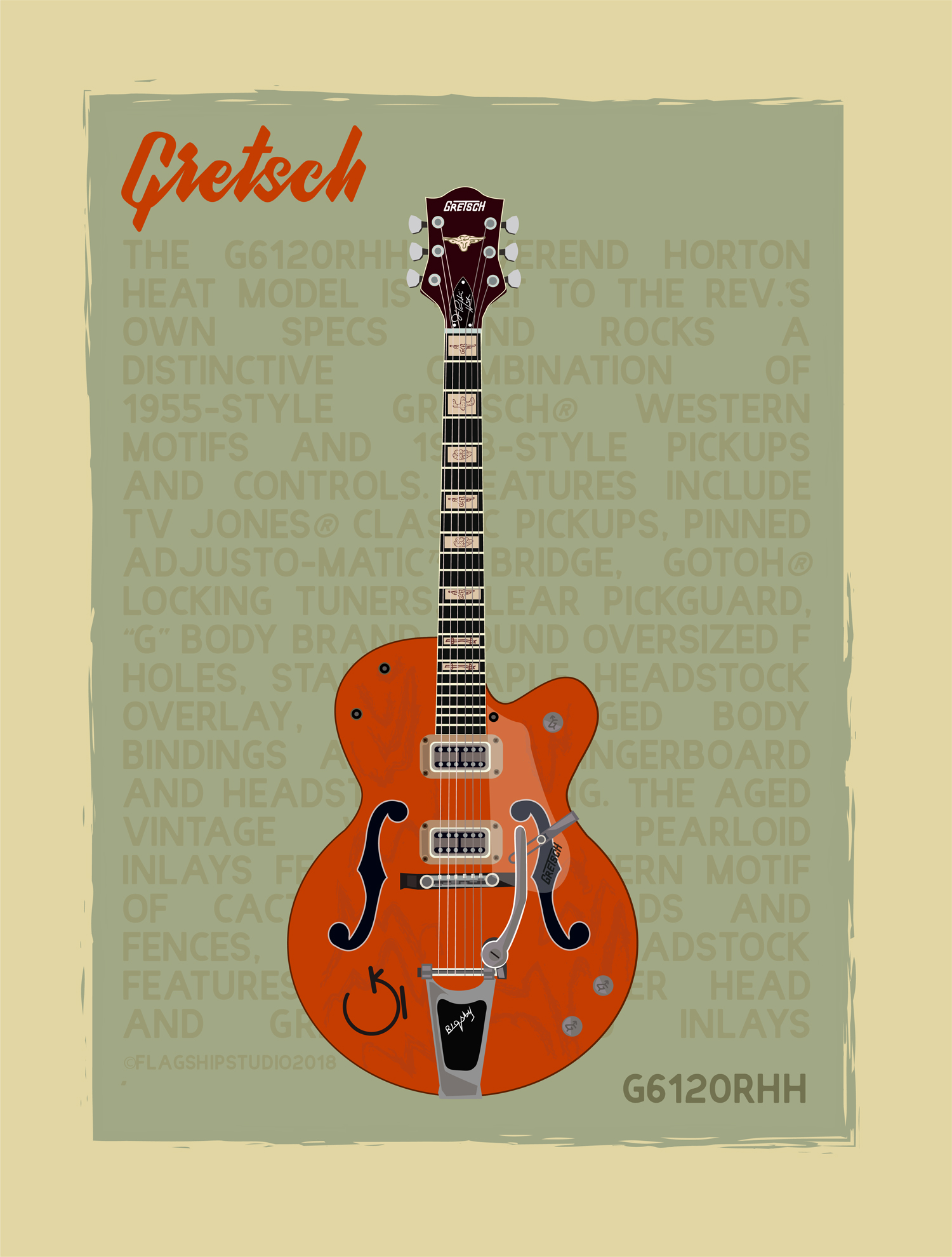 Gretsch G6120RHH Guitar illustration
